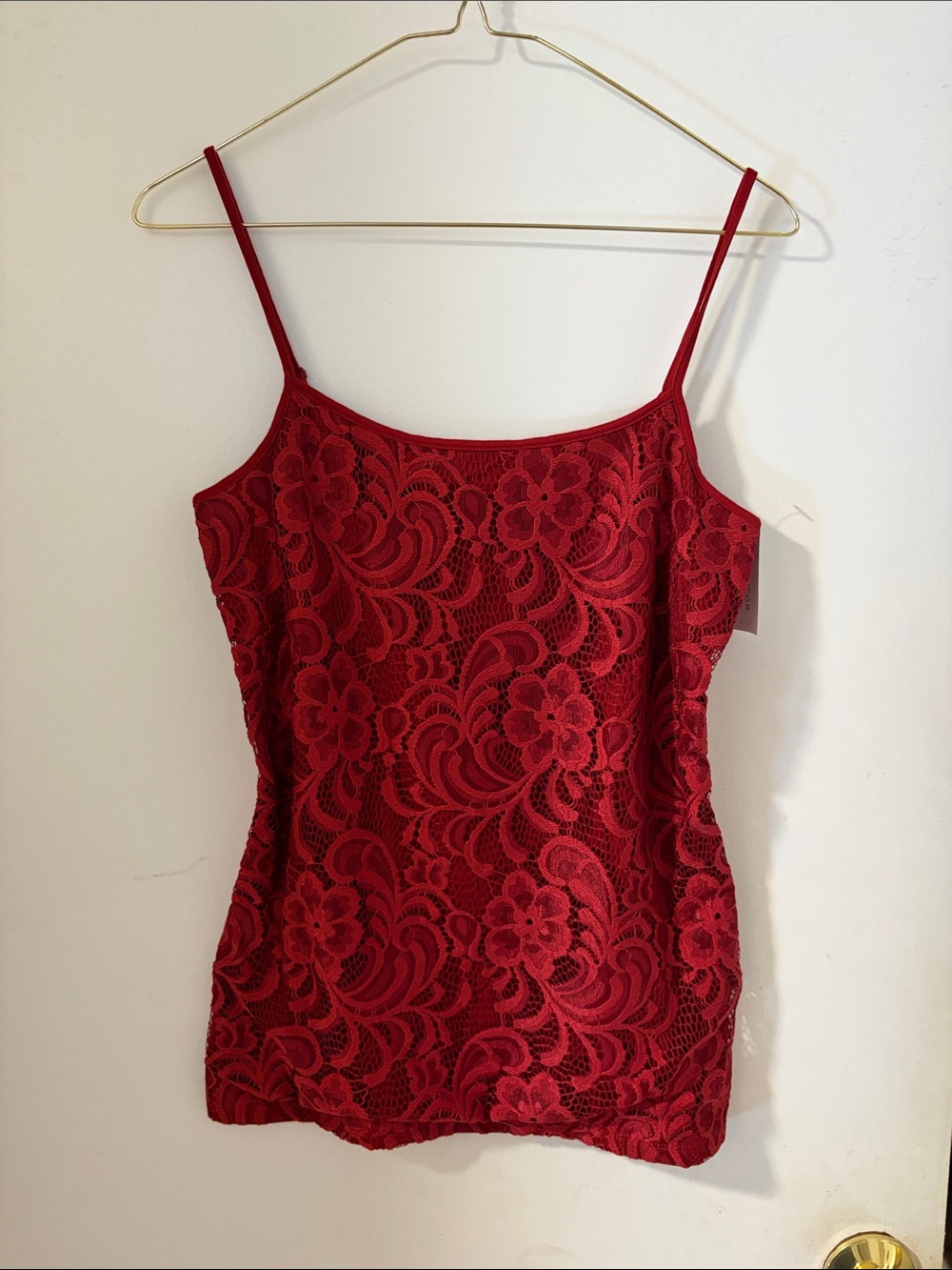 Red Lace Camisole Tank Top - Women